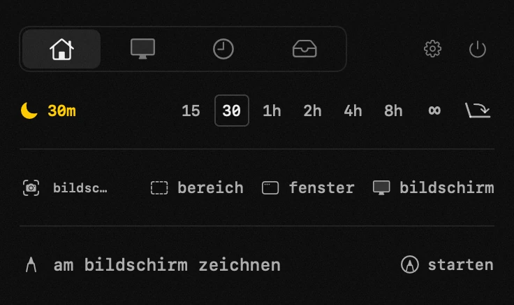 wach: eines von neunzehn hop-werkzeugen, alle offline hop-panel in der macOS-menüleiste: wach