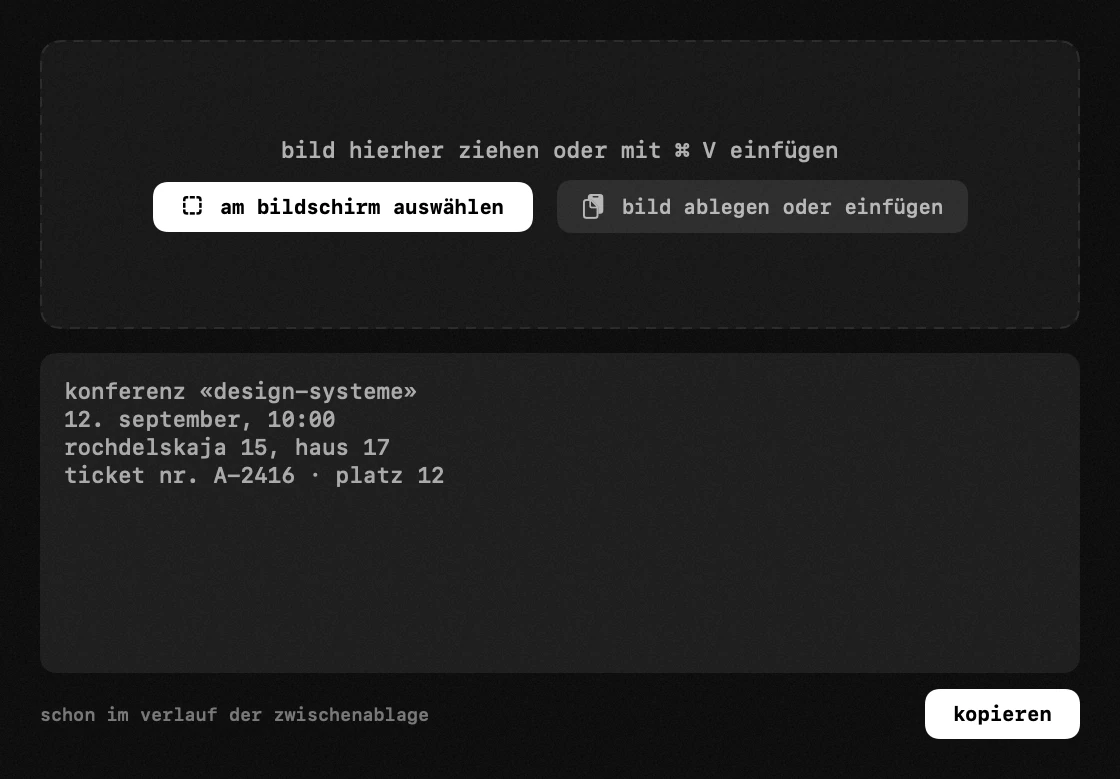texterkennung: eines von neunzehn hop-werkzeugen, alle offline hop-panel in der macOS-menüleiste: texterkennung