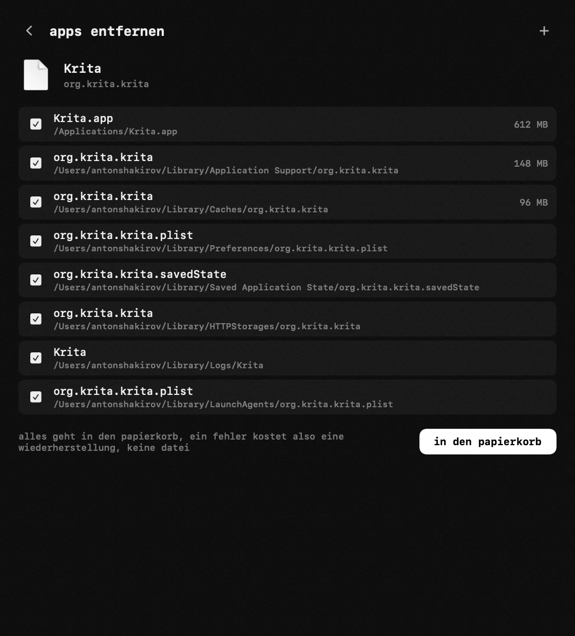 apps entfernen: eines von neunzehn hop-werkzeugen, alle offline hop-panel in der macOS-menüleiste: apps entfernen