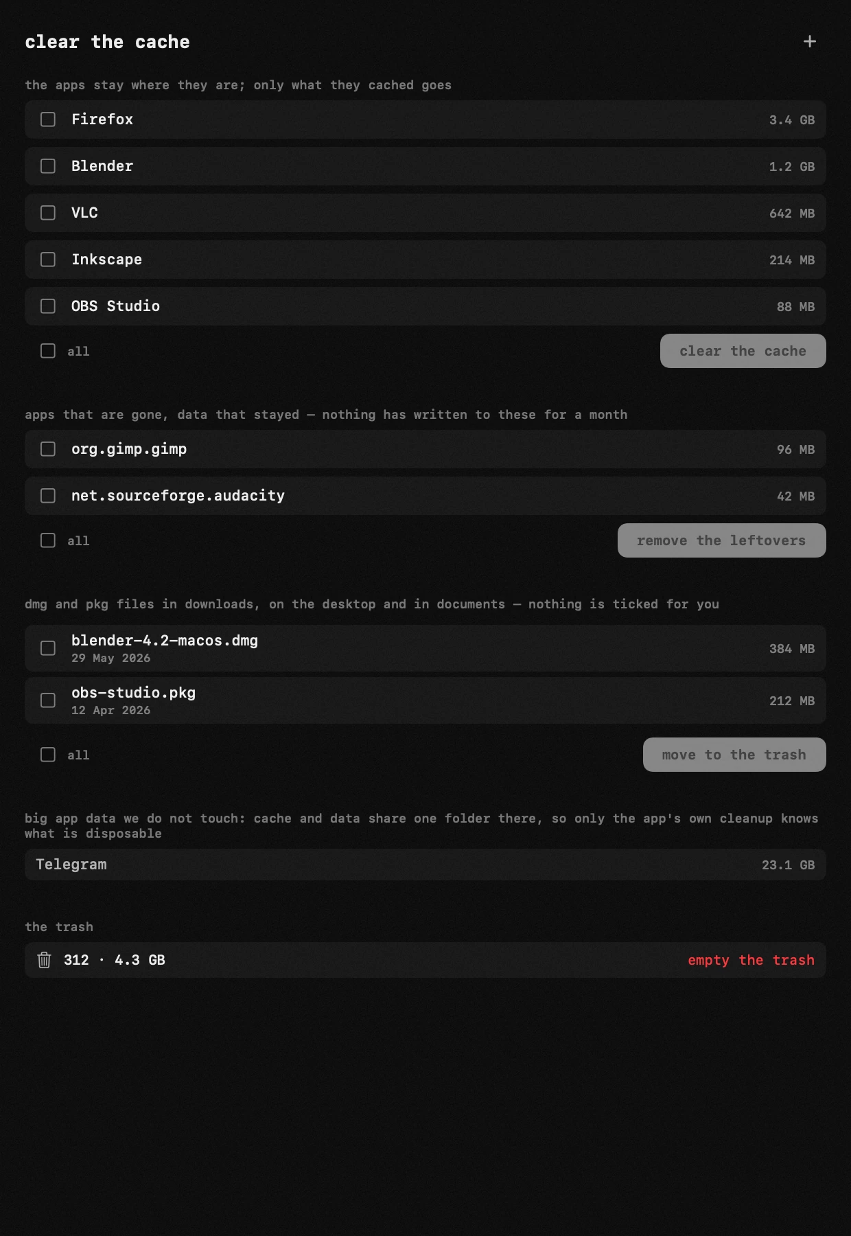 Hop – Clear caches, installers, leftovers and the Trash