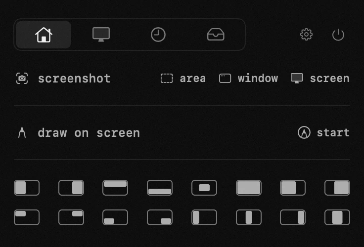 window layouts: one of eighteen hop tools, all of them offline hop panel in the macOS menu bar: window layouts