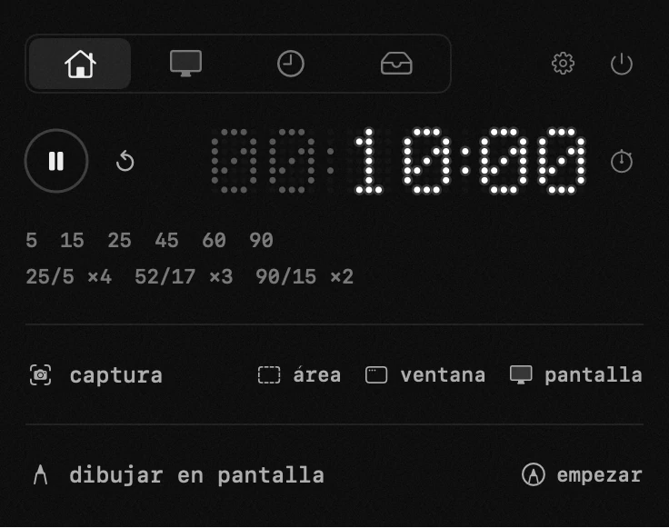temporizador: una de las diecinueve herramientas de hop, todas sin conexión panel de hop en la barra de menús de macOS: temporizador