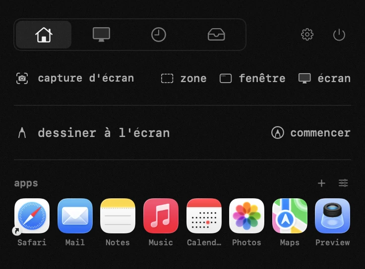 apps : l'un des dix-neuf outils de hop, tous hors ligne panneau hop dans la barre de menus macOS : apps