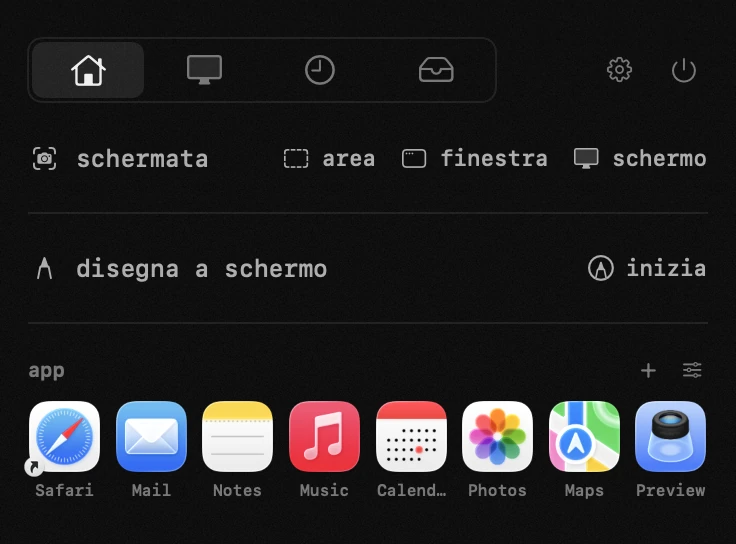 app: uno dei diciotto strumenti di hop, tutti offline pannello di hop nella barra dei menu di macOS: app