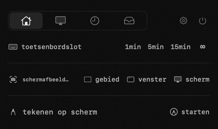 toetsenbordslot: een van de achttien hulpmiddelen van hop, allemaal offline hop-paneel in de menubalk van macOS: toetsenbordslot