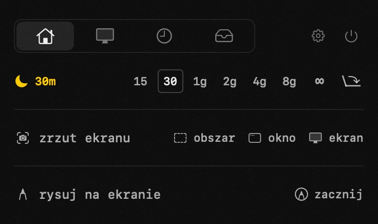 panel hop na pasku menu macOS: blokada uśpienia