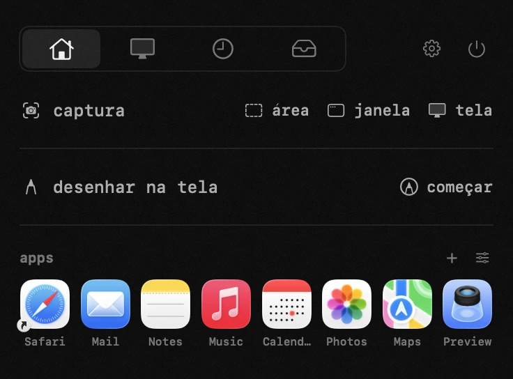 apps: uma das dezenove ferramentas do hop, todas offline painel do hop na barra de menus do macOS: apps