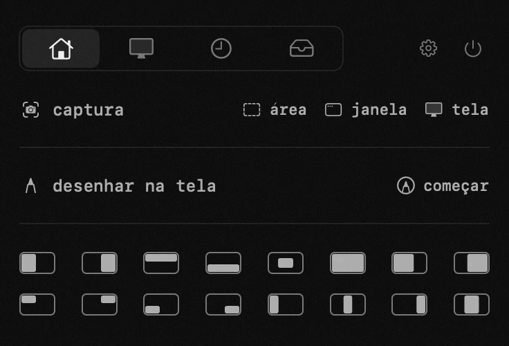 janelas: uma das dezenove ferramentas do hop, todas offline painel do hop na barra de menus do macOS: janelas