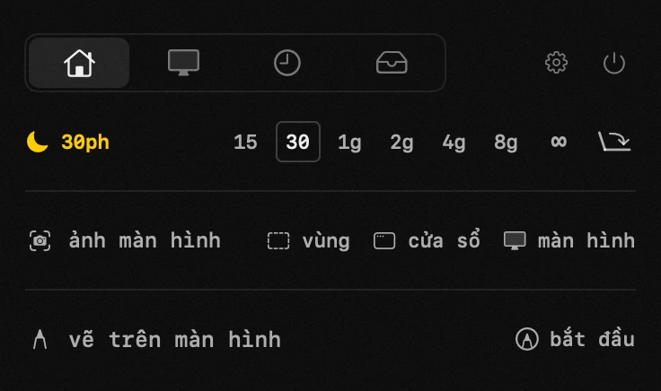 không ngủ: một trong 18 công cụ của hop, tất cả đều chạy ngoại tuyến bảng điều khiển hop trên thanh menu macOS: không ngủ