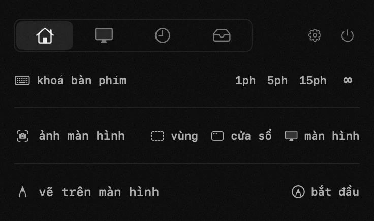 khoá bàn phím: một trong 18 công cụ của hop, tất cả đều chạy ngoại tuyến bảng điều khiển hop trên thanh menu macOS: khoá bàn phím