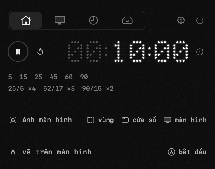hẹn giờ: một trong 18 công cụ của hop, tất cả đều chạy ngoại tuyến bảng điều khiển hop trên thanh menu macOS: hẹn giờ